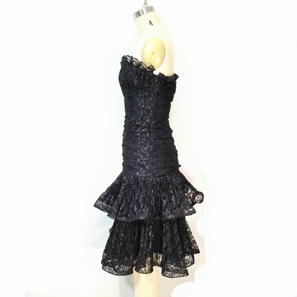 *SOLD****Betsey Johnson Black Lace Strapless Dress - Picture 3 of 8